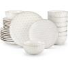 image:imageMALACASA 16 Pieces Dinnerware Sets Modern Relief Design Plates and Bowls Sets White Dish Set for 4 Kitchen Ceramic Dinner Plates Dishware Set Microwave and Dishwasher Safe Series LYDIAWhite