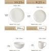 image:imageMALACASA 16 Pieces Dinnerware Sets Modern Relief Design Plates and Bowls Sets White Dish Set for 4 Kitchen Ceramic Dinner Plates Dishware Set Microwave and Dishwasher Safe Series LYDIAWhite