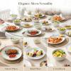 image:imageMALACASA 16 Pieces Dinnerware Sets Modern Relief Design Plates and Bowls Sets White Dish Set for 4 Kitchen Ceramic Dinner Plates Dishware Set Microwave and Dishwasher Safe Series LYDIAWhite