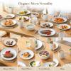 image:imageMALACASA 16 Pieces Dinnerware Sets Modern Relief Design Plates and Bowls Sets White Dish Set for 4 Kitchen Ceramic Dinner Plates Dishware Set Microwave and Dishwasher Safe Series LYDIAWhite