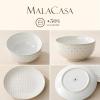 image:imageMALACASA 16 Pieces Dinnerware Sets Modern Relief Design Plates and Bowls Sets White Dish Set for 4 Kitchen Ceramic Dinner Plates Dishware Set Microwave and Dishwasher Safe Series LYDIAWhite