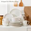 image:imageMALACASA 16 Pieces Dinnerware Sets Modern Relief Design Plates and Bowls Sets White Dish Set for 4 Kitchen Ceramic Dinner Plates Dishware Set Microwave and Dishwasher Safe Series LYDIAWhite