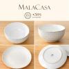 image:imageMALACASA 16 Pieces Dinnerware Sets Modern Relief Design Plates and Bowls Sets White Dish Set for 4 Kitchen Ceramic Dinner Plates Dishware Set Microwave and Dishwasher Safe Series LYDIAWhite