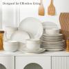 image:imageMALACASA 16 Pieces Dinnerware Sets Modern Relief Design Plates and Bowls Sets White Dish Set for 4 Kitchen Ceramic Dinner Plates Dishware Set Microwave and Dishwasher Safe Series LYDIAWhite