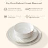 image:imageMALACASA 16 Pieces Dinnerware Sets Modern Relief Design Plates and Bowls Sets White Dish Set for 4 Kitchen Ceramic Dinner Plates Dishware Set Microwave and Dishwasher Safe Series LYDIAWhite