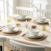 image:imageMALACASA 16 Pieces Dinnerware Sets Modern Relief Design Plates and Bowls Sets White Dish Set for 4 Kitchen Ceramic Dinner Plates Dishware Set Microwave and Dishwasher Safe Series LYDIAWhite