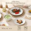 image:imageMALACASA 16 Pieces Dinnerware Sets Modern Relief Design Plates and Bowls Sets White Dish Set for 4 Kitchen Ceramic Dinner Plates Dishware Set Microwave and Dishwasher Safe Series LYDIAWhite