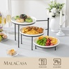 image:imageMALACASA 3 Tier Serving Tray Stand 10 Porcelain Tiered Dessert Stand Cupcake Fruit Display Tower Space Saving Metal Rack Ceramic Serving Platters for Party Kitchen CounterWhite