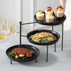 image:imageMALACASA 3 Tier Serving Tray Stand 10 Porcelain Tiered Dessert Stand Cupcake Fruit Display Tower Space Saving Metal Rack Ceramic Serving Platters for Party Kitchen CounterBlack