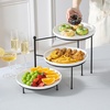 image:imageMALACASA 3 Tier Serving Tray Stand 10 Porcelain Tiered Dessert Stand Cupcake Fruit Display Tower Space Saving Metal Rack Ceramic Serving Platters for Party Kitchen CounterWhite