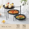 image:imageMALACASA 3 Tier Serving Tray Stand 10 Porcelain Tiered Dessert Stand Cupcake Fruit Display Tower Space Saving Metal Rack Ceramic Serving Platters for Party Kitchen CounterBlack