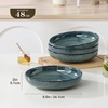 image:imageMALACASA 48 Oz Large Pasta Bowls 95 Inch Ceramic Salad Bowls Serving Bowls Wide and Shallow Plates Pasta Plates Modern Relief Design Microwave amp Dishwasher Safe Set of 4 Blue Series LYDIAGreen