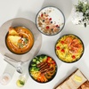 image:imageMALACASA 48 Oz Large Pasta Bowls 95 Inch Ceramic Salad Bowls Serving Bowls Wide and Shallow Plates Pasta Plates Modern Relief Design Microwave amp Dishwasher Safe Set of 4 Blue Series LYDIAGreen