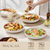 image:imageMALACASA 48 Oz Large Pasta Bowls 95 Inch Ceramic Salad Bowls Serving Bowls Wide and Shallow Plates Pasta Plates Modern Relief Design Microwave amp Dishwasher Safe Set of 4 Blue Series LYDIAWhite