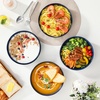 image:imageMALACASA 48 Oz Large Pasta Bowls 95 Inch Ceramic Salad Bowls Serving Bowls Wide and Shallow Plates Pasta Plates Modern Relief Design Microwave amp Dishwasher Safe Set of 4 Blue Series LYDIABlue