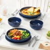 image:imageMALACASA 48 Oz Large Pasta Bowls 95 Inch Ceramic Salad Bowls Serving Bowls Wide and Shallow Plates Pasta Plates Modern Relief Design Microwave amp Dishwasher Safe Set of 4 Blue Series LYDIABlue