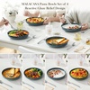image:imageMALACASA 48 Oz Large Pasta Bowls 95 Inch Ceramic Salad Bowls Serving Bowls Wide and Shallow Plates Pasta Plates Modern Relief Design Microwave amp Dishwasher Safe Set of 4 Blue Series LYDIAGreen