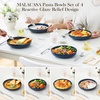 image:imageMALACASA 48 Oz Large Pasta Bowls 95 Inch Ceramic Salad Bowls Serving Bowls Wide and Shallow Plates Pasta Plates Modern Relief Design Microwave amp Dishwasher Safe Set of 4 Blue Series LYDIABlue