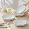 image:imageMALACASA 48 Oz Large Pasta Bowls 95 Inch Ceramic Salad Bowls Serving Bowls Wide and Shallow Plates Pasta Plates Modern Relief Design Microwave amp Dishwasher Safe Set of 4 Blue Series LYDIAWhite