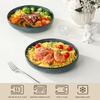 image:imageMALACASA 48 Oz Large Pasta Bowls 95 Inch Ceramic Salad Bowls Serving Bowls Wide and Shallow Plates Pasta Plates Modern Relief Design Microwave amp Dishwasher Safe Set of 4 Blue Series LYDIAGreen