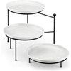 image:imageMALACASA 3 Tier Serving Tray Stand 10 Porcelain Tiered Dessert Stand Cupcake Fruit Display Tower Space Saving Metal Rack Ceramic Serving Platters for Party Kitchen CounterWhite